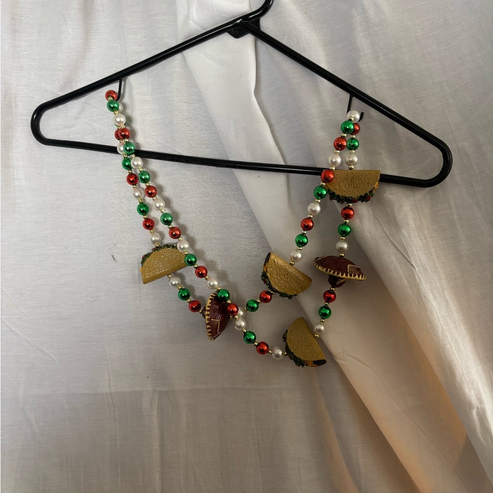 Source Unknown Colorful Beaded Necklace with Taco Charms